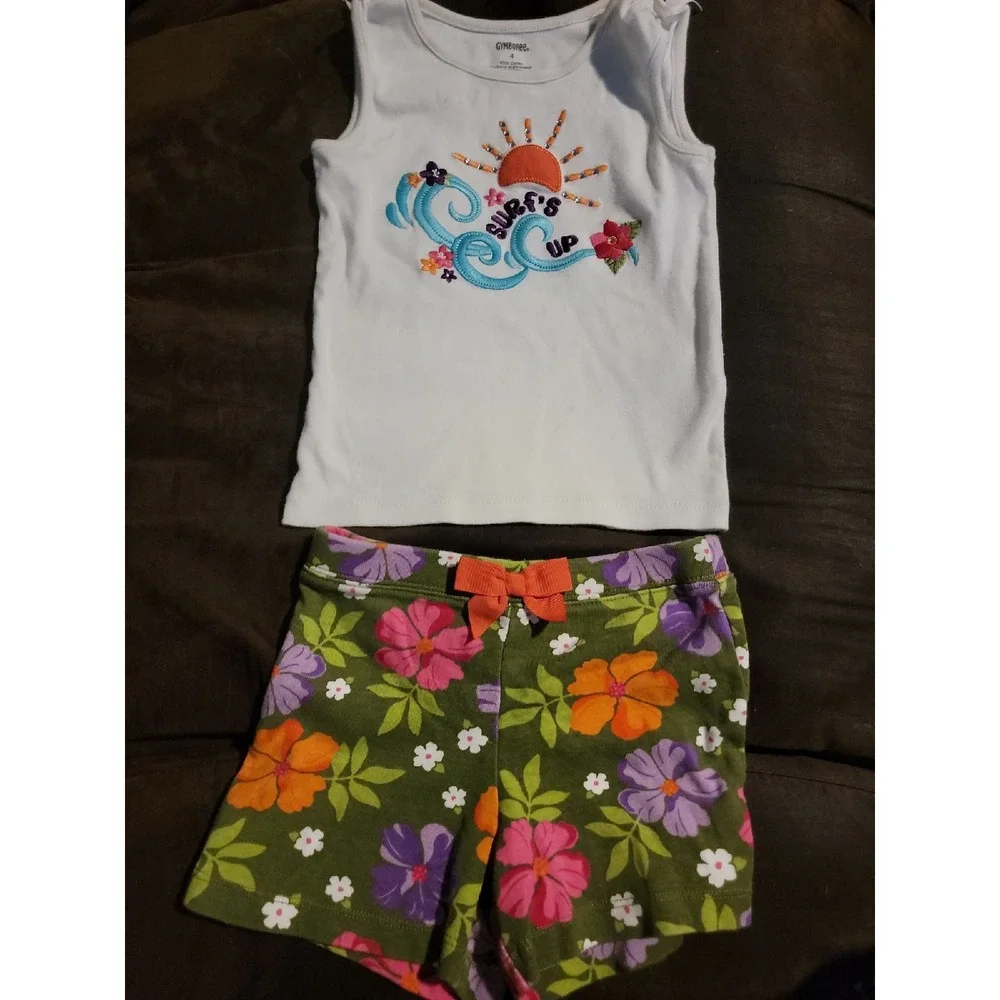 Gymboree surf adventure surf's up tank and floral shorts size 4